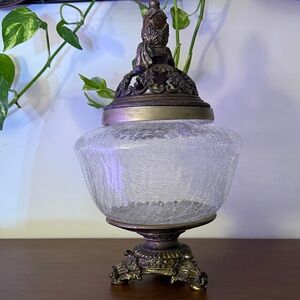 Vintage Glass and Bronze Decorative Jar